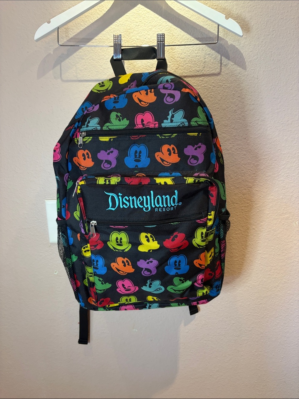 New Disney Parks Disneyland Rainbow Mickey Faces Backpack Adult Large NWOT